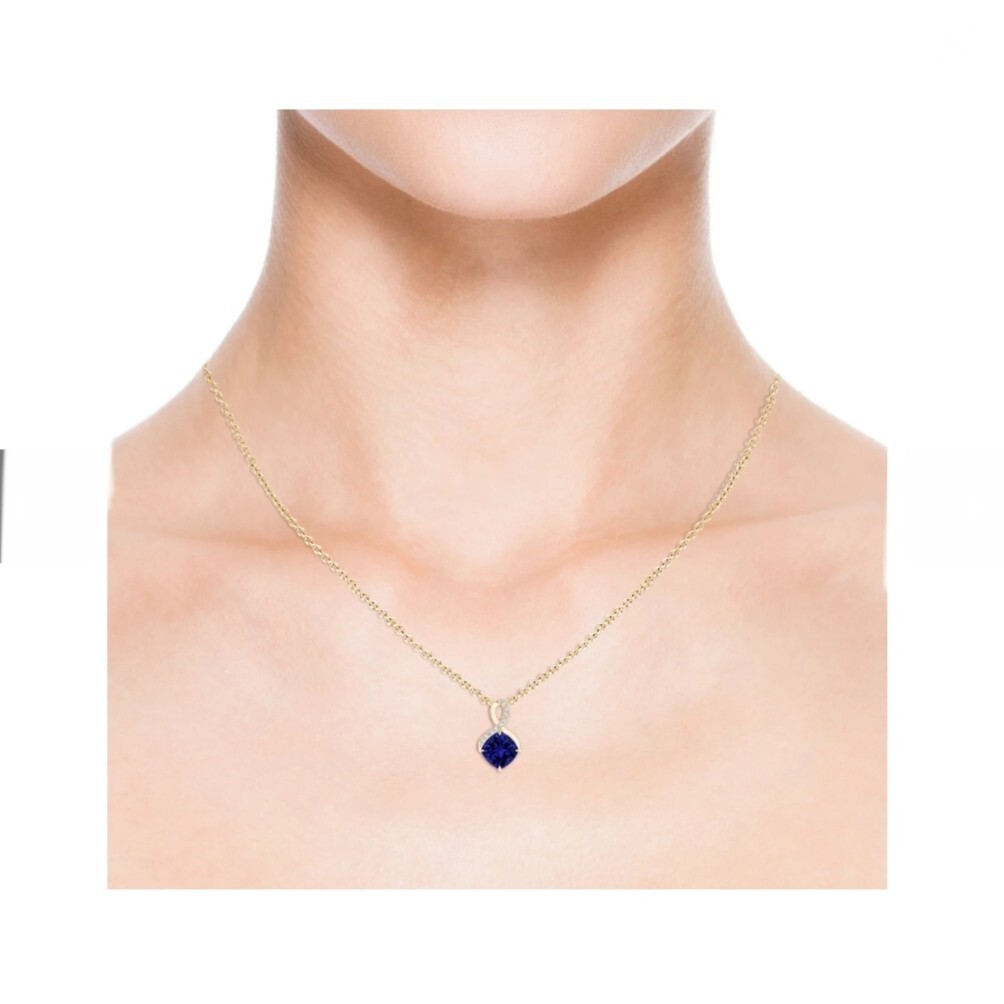 Eye Clean Blue Sapphire Pendant, Sterling Silver Blue Sapphire Pendant For Women