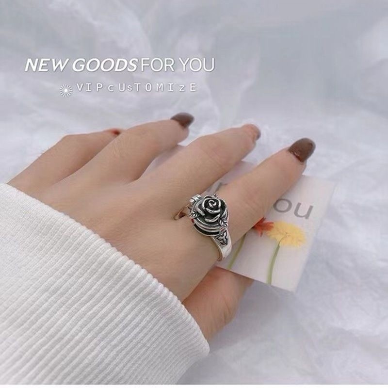 Retro Vintage Gothic Trendy Openable with Box Styles Rose Poison Adjustable Ring
