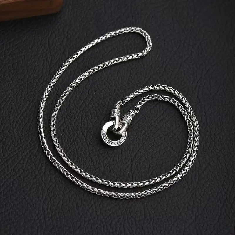 New 925 Sterling Silver Necklace Woven chain For Men Women Fashion Clavicle