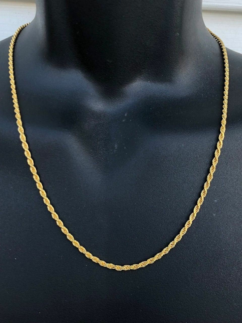 Rope Chain 14K Gold Plated Solid 925 Silver MADE IN ITALY Men’s Women’s 2.5mm