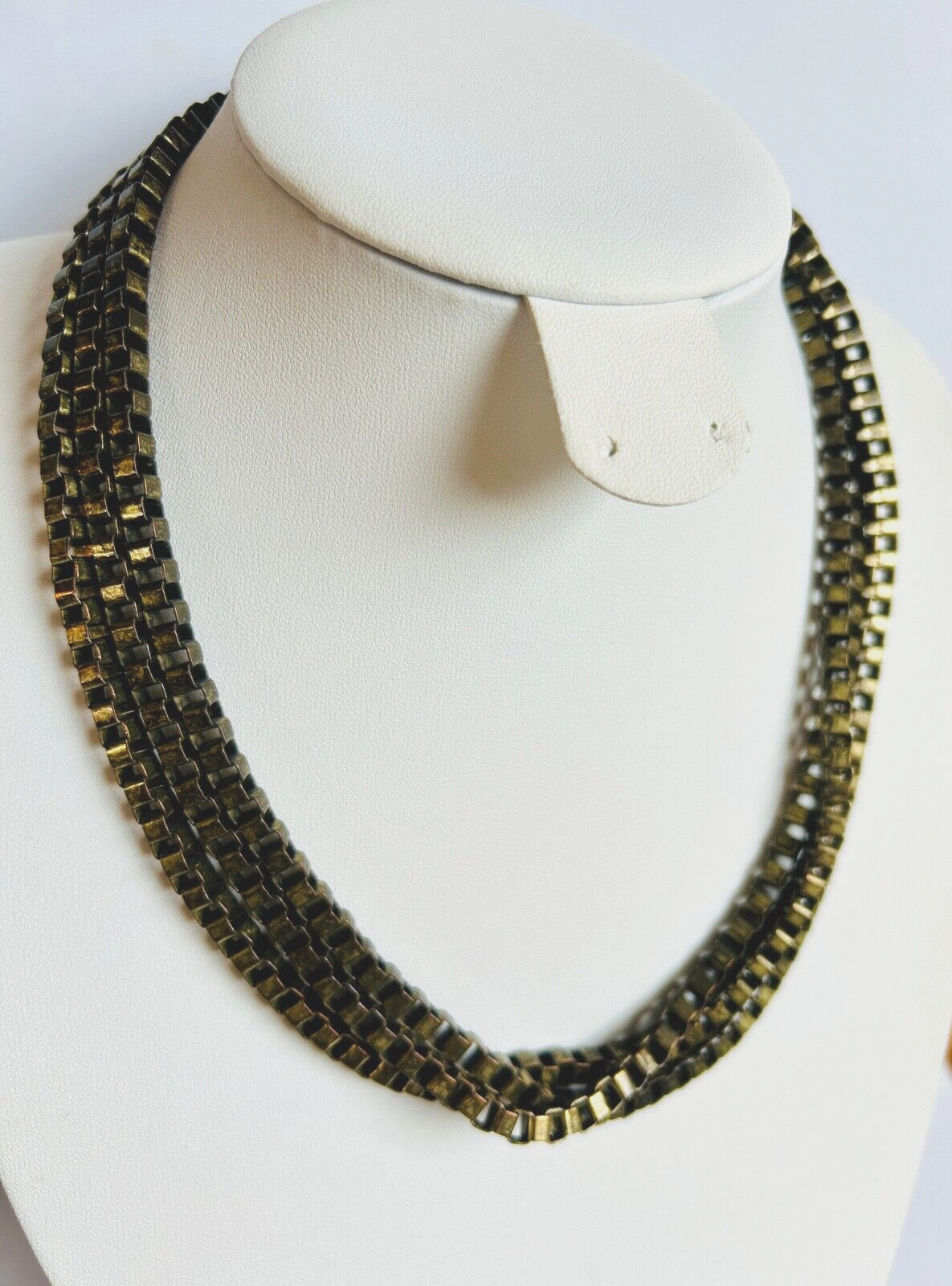 Chunky Metal Rustic 3 Stranded Necklace Jewellery 19 Inches Long