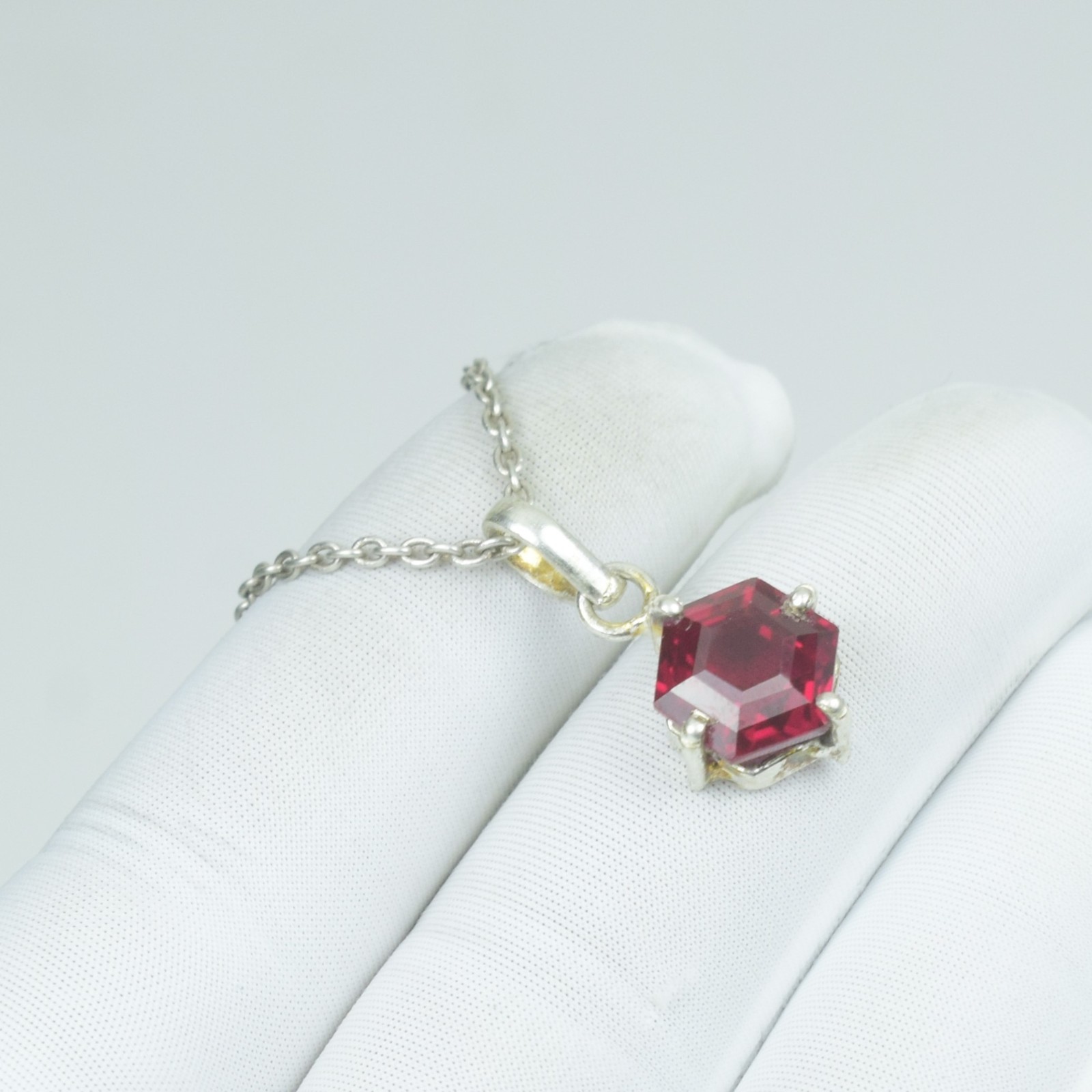 925 Sterling Wedding and Anniversary Gift Necklace, Red Ruby Vintage Pendant,