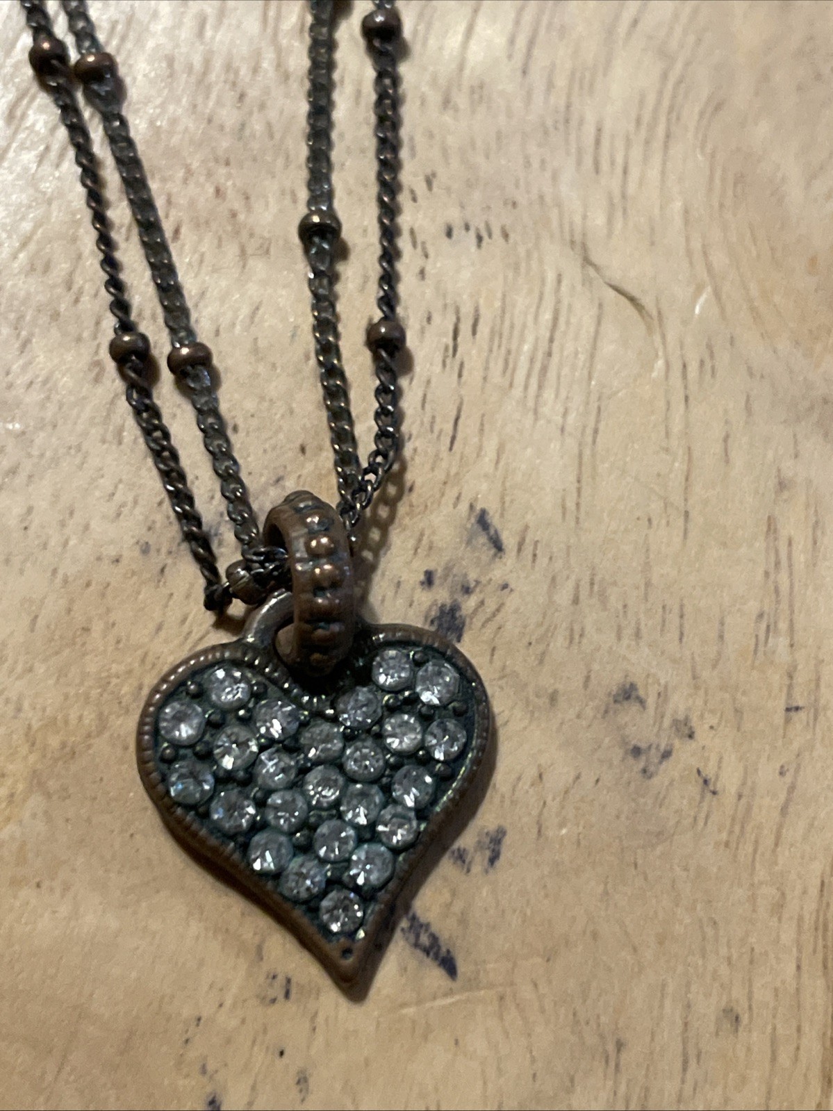 American Eagle Outfitters beaded double-strand Heart necklace 18”