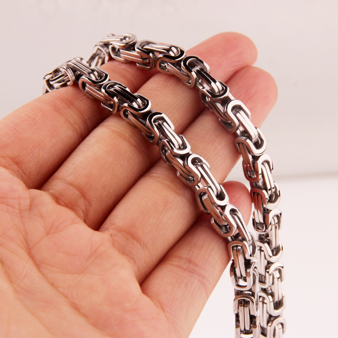 4-15MM Charm Stainless Steel Silver Byzantine Box Chain Men Women Necklace 7-40″