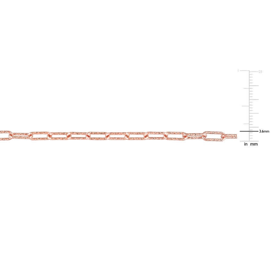 AMOUR 3.5mm Fancy Paper Clip Chain Necklace In Rose Plated Sterling Silver, 16