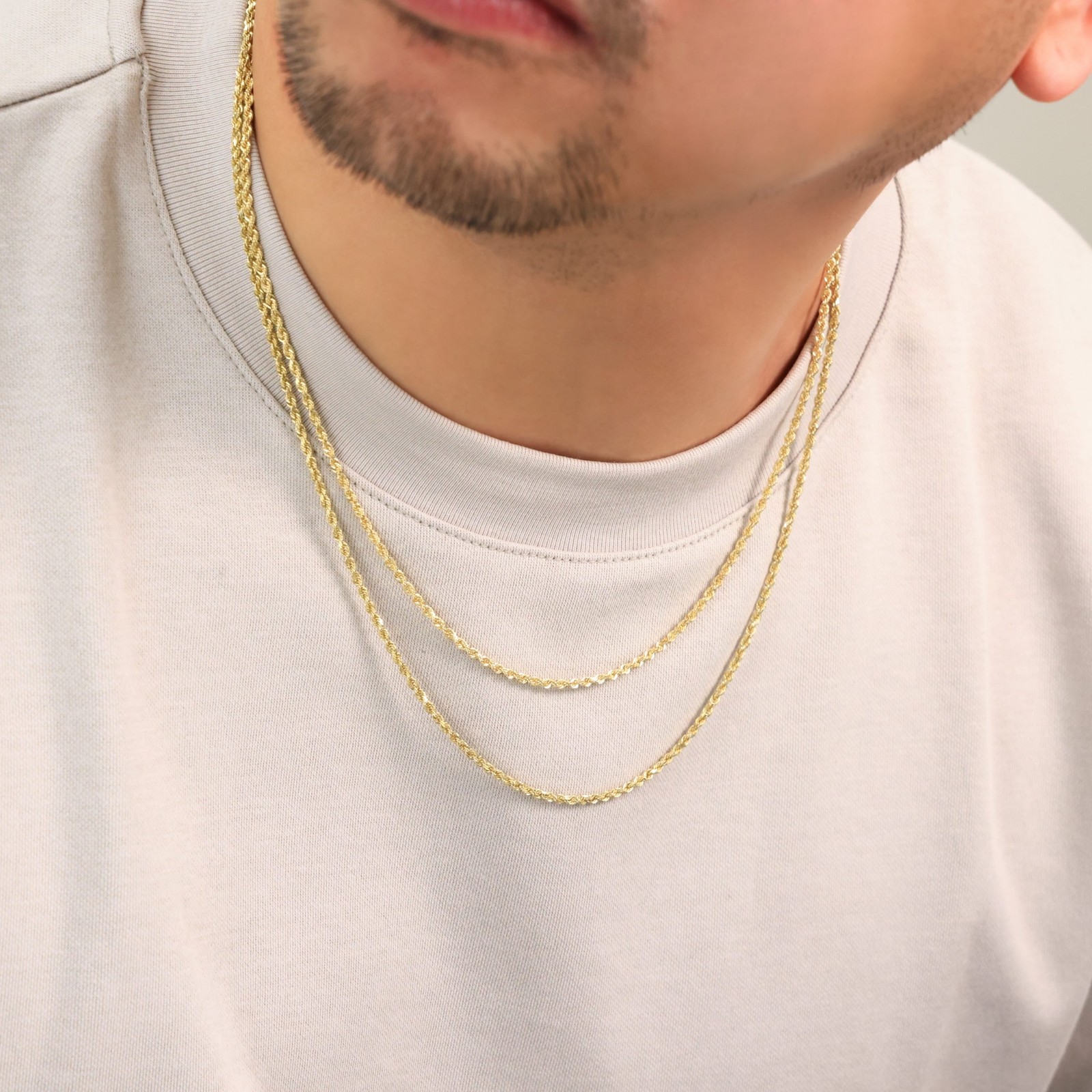 10K Yellow Gold 2mm-7mm Diamond Cut Rope Chain Necklace Men Womens 16″- 30″