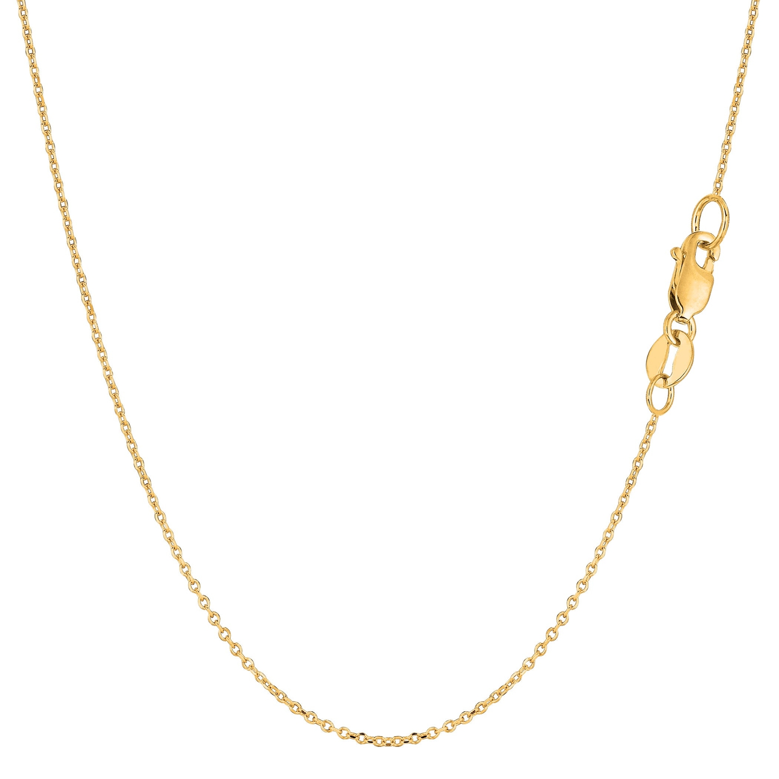18k Yellow Real Gold Cable Link Chain Necklace, 0.7mm, 16″