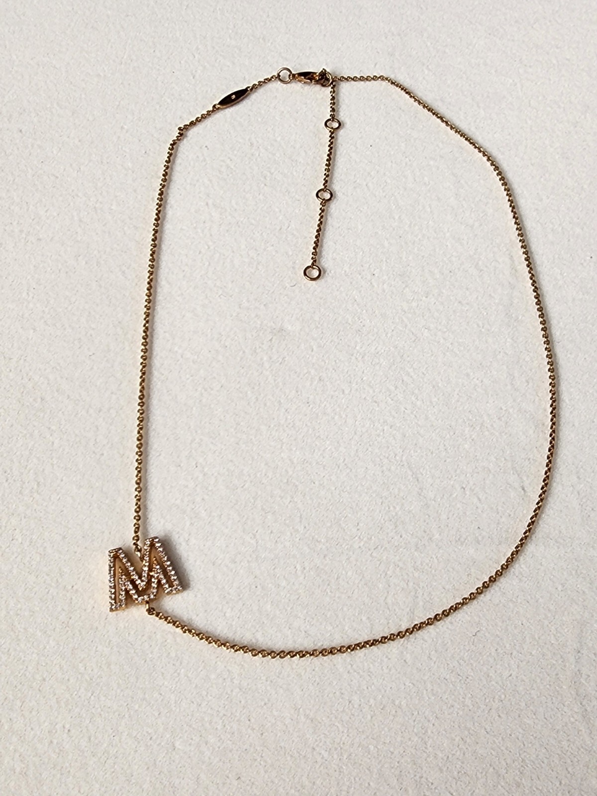 BAUBLEBAR 14K Yellow Gold Fill Sideway M Or W Cubic Zirconia Necklace FREE $HIP!