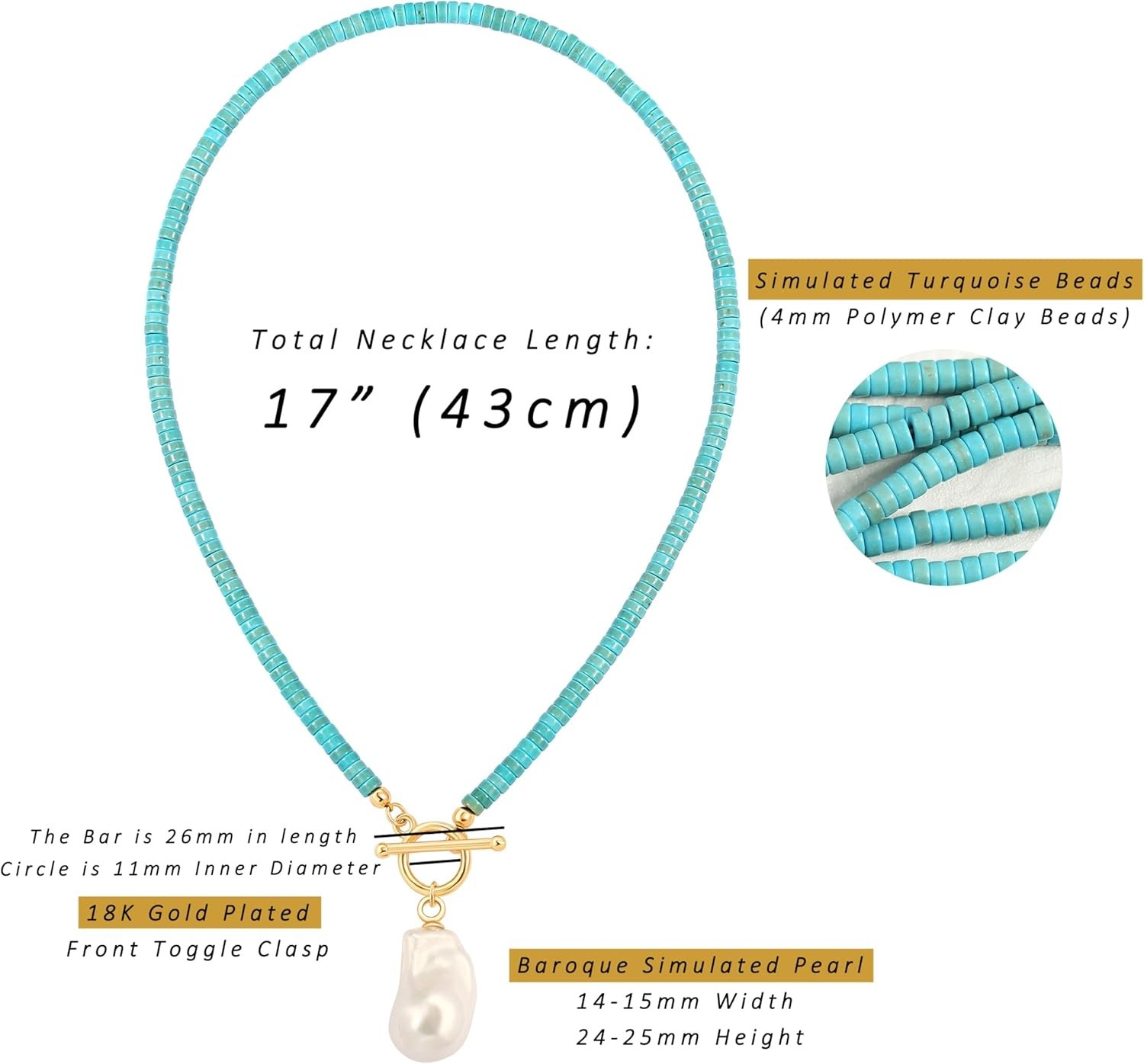 Stunning Layered Necklace with Simulated Pearl and Turquoise for Everyday Glam