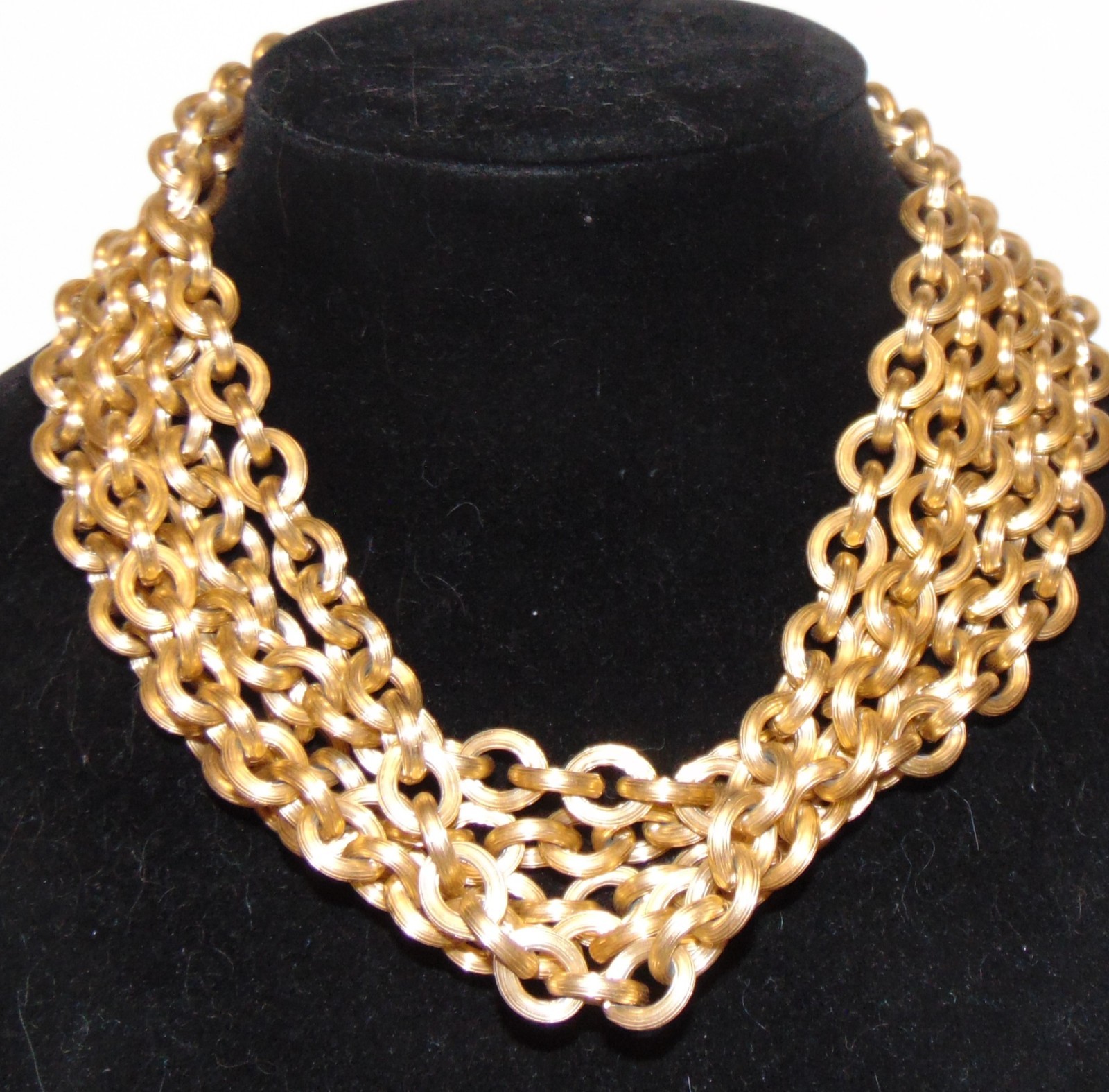 Elegant ANNE KLEIN Gold Tone Multiple Chain Collar Length Necklace