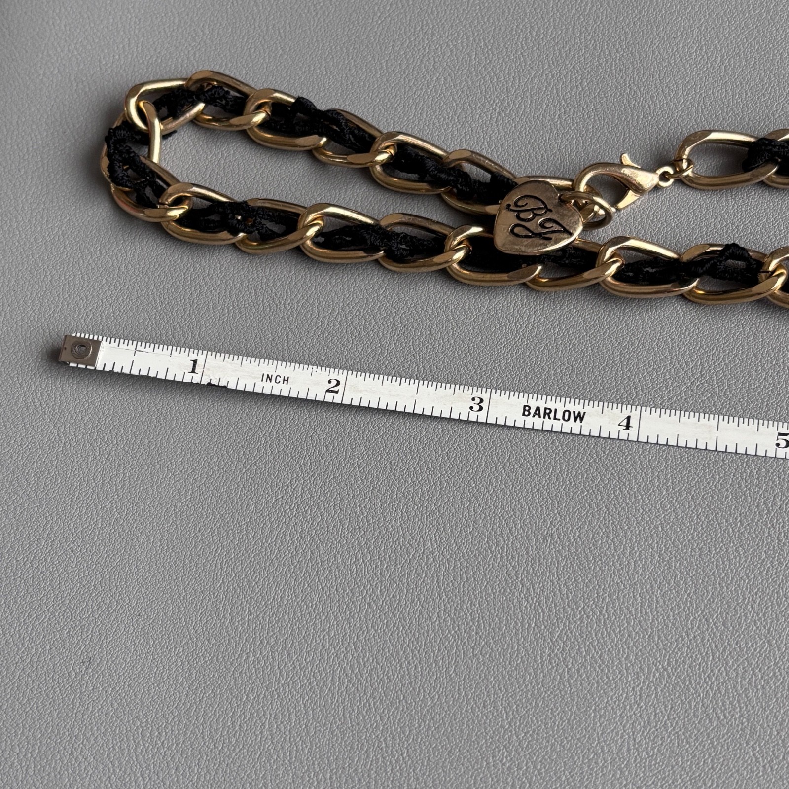 Betsey Johnson Large Lucite Heart Necklace Gold Tone Chain Black Ribbon