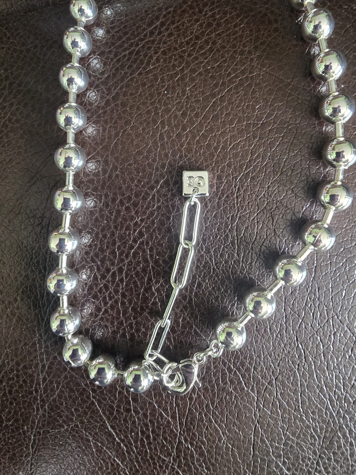 Nordstrom Silver Beaded Necklace with White Pearl Pendant, Round Shape, 10 in