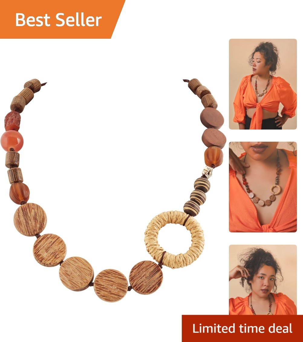 Nature-Inspired Vintage Necklace – Handcrafted Wooden Beads for Unique Style