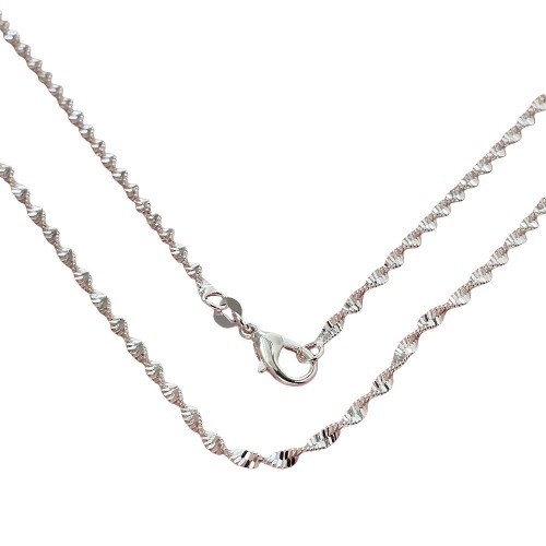 Copper electroplated 925 silver 2MM water wave necklace 40-60CM