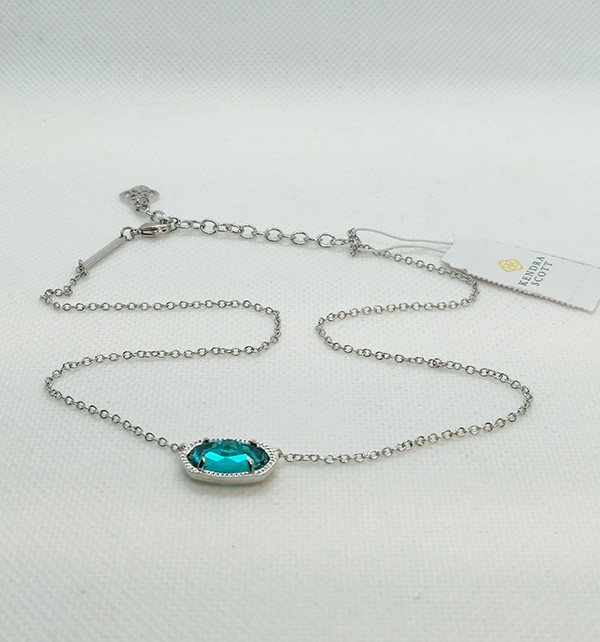 New Kendra Scott Elisa Silver Pendant Necklace In London Blue