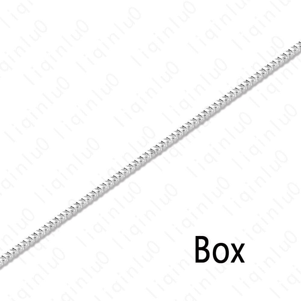925 Silver Plated Box Chain Fashion Necklace w/ Lobster Lock Men Women’s 16-24″