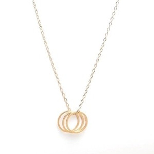Karma Triple Interlocking Circle Necklace Gold Tone Dainty Link Chain 45cm+5cm