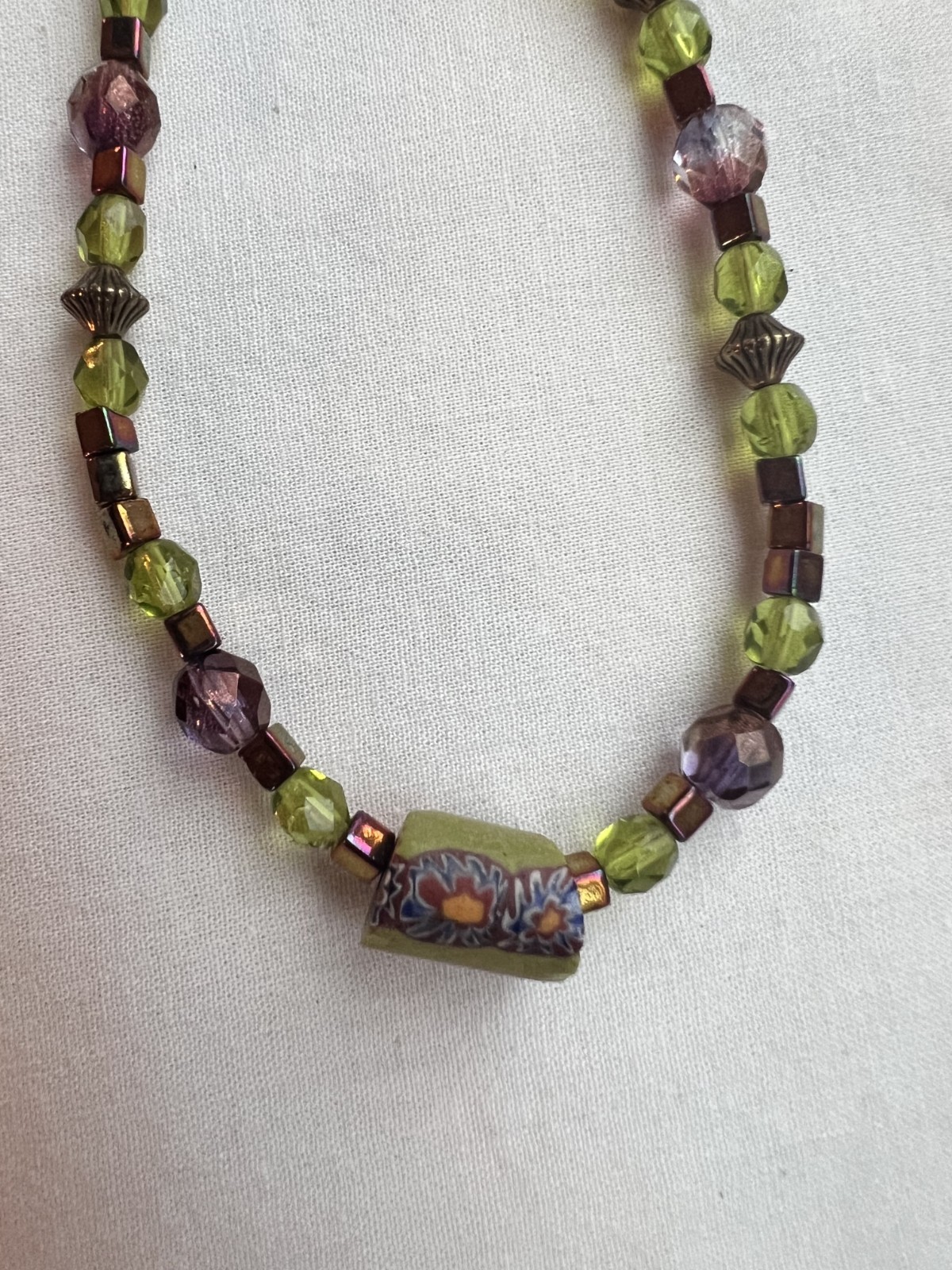Multi-Colored Green & Purple Necklace