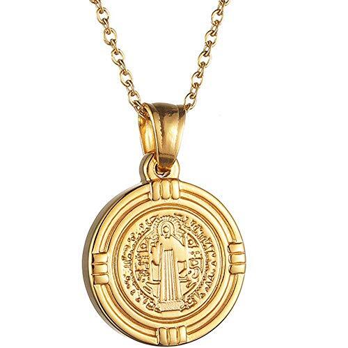 Collar colgante religiosa medalla de San Benito de acero inoxidable