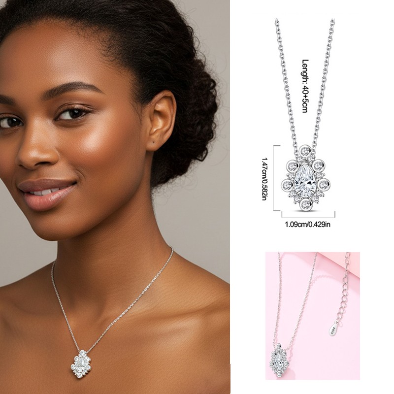 925 Sterling Silver Sparkling Necklace For Women Wedding Anniversary Gifts 45cm