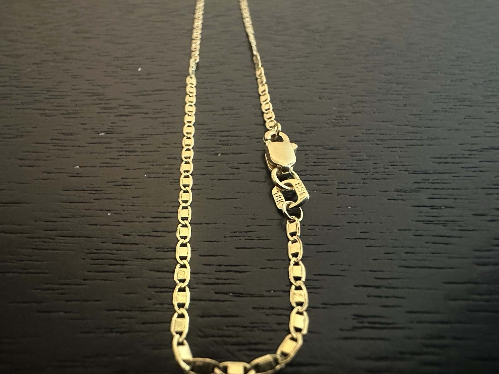 18k Solid Yellow Gold Valentino Chain Necklace, Lobster Clasp, No Stone 20 inch