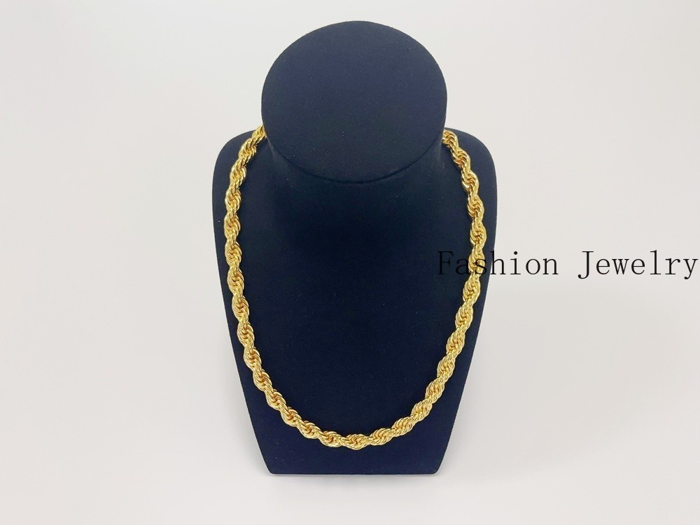 18K Yellow Gold Diamond Cut Rope Chain 10mm NecKlace Mens Womens 24″