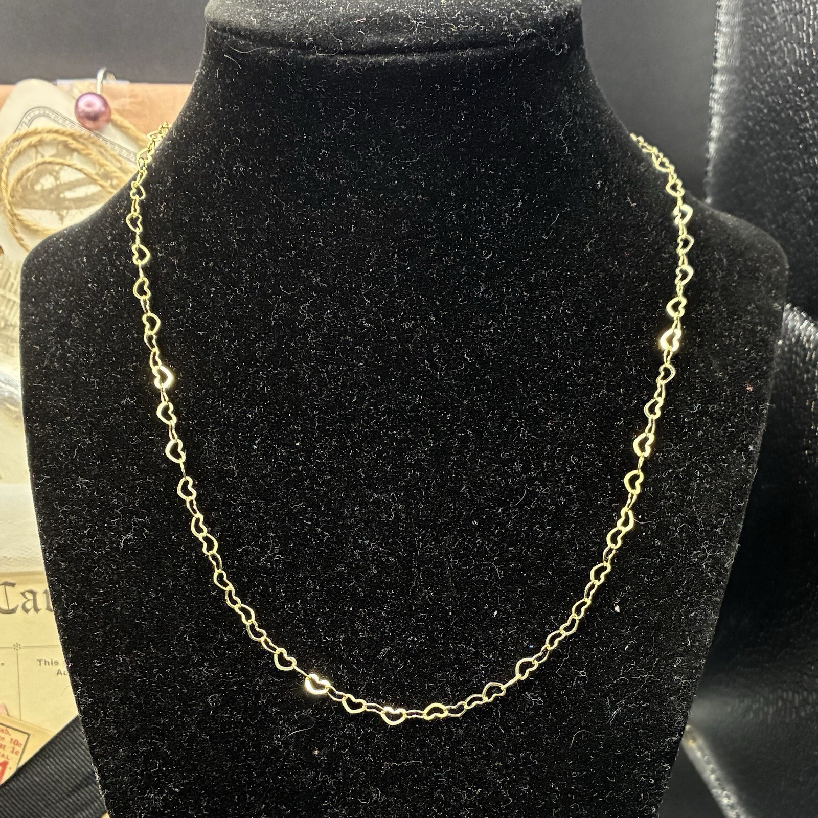 Gold Filled Heart Link Chain Necklace with White Colorful AB Crystal Pendant