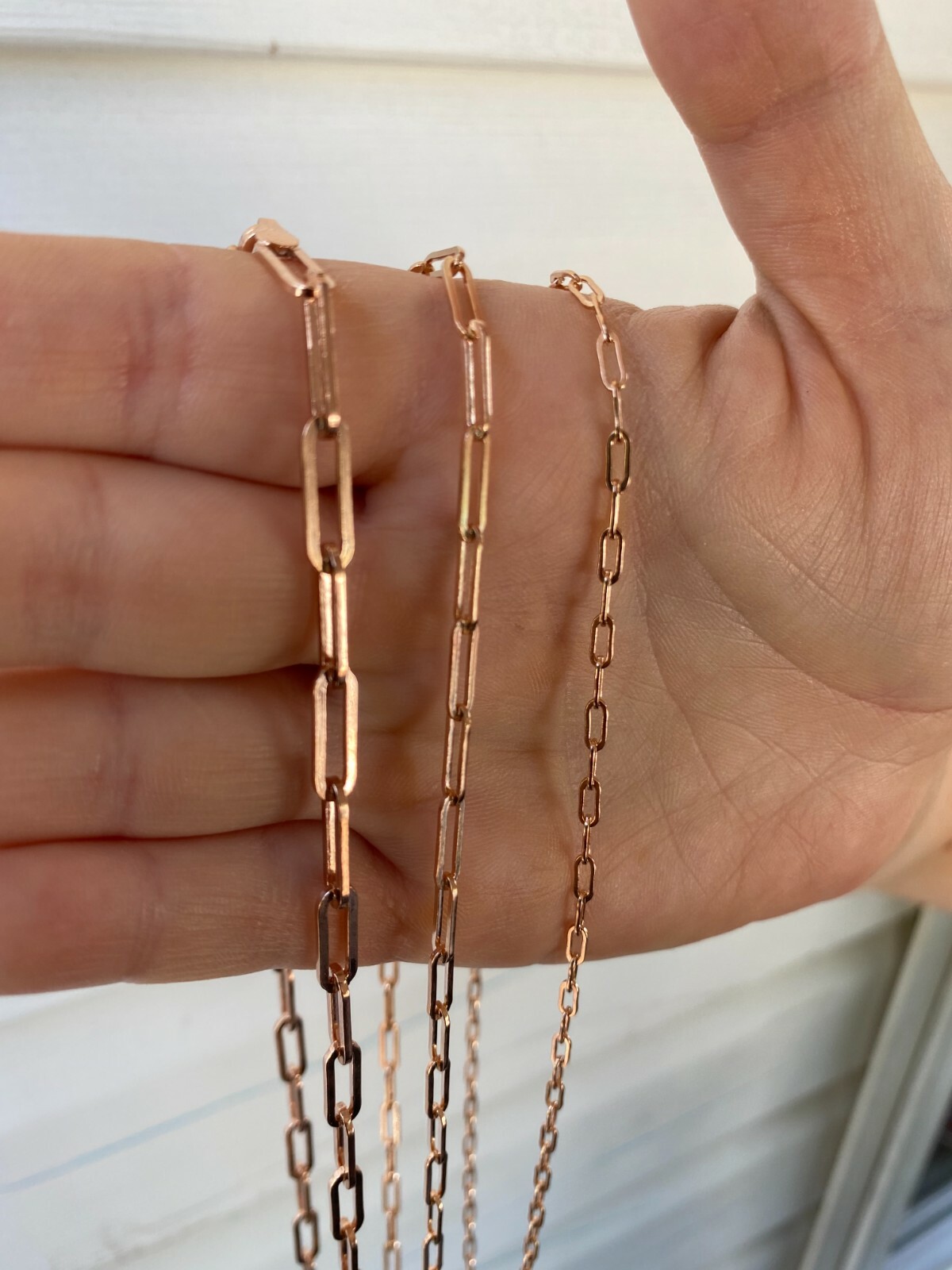 14k Rose Gold Plated Solid 925 Silver Paperclip Rolo Chain 2.5mm- 4mm Necklace