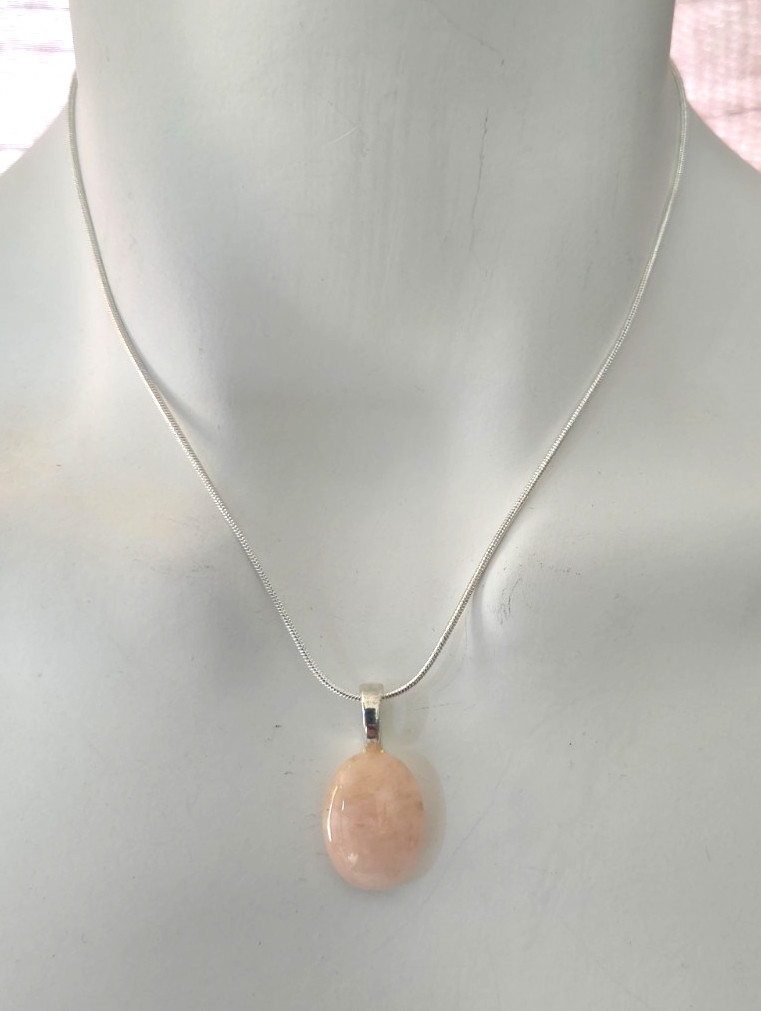 Rose Quartz Oval Pendant Necklace Crystal Healing Choice 40 50 60 70cm Chain