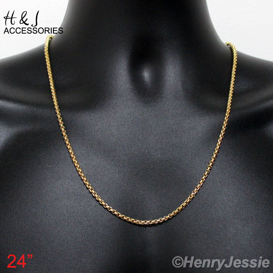 18-36″Stainless Steel 3mm Gold Plated Box Chain Bible Verse Bullet Pendant*G99