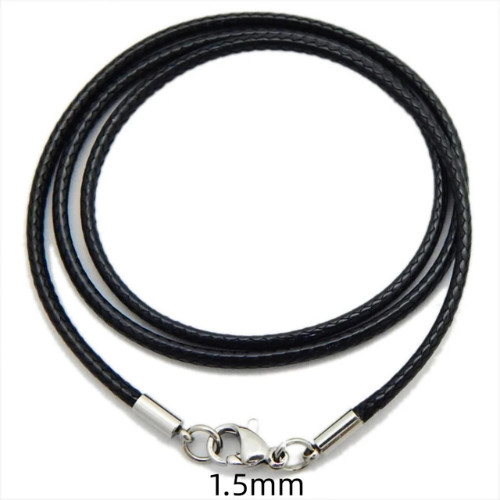 Waterproof Braided Leather Chain Cord Necklace with Stainless Steel Clasp