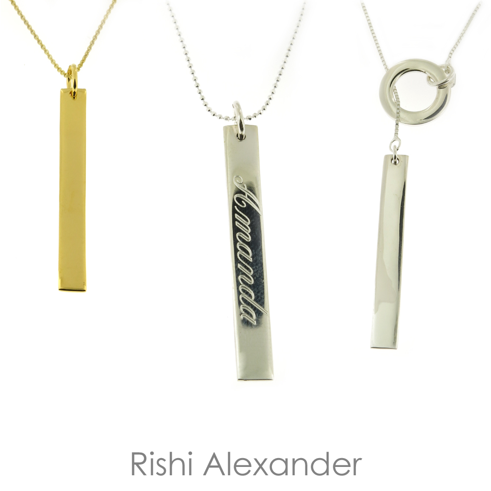 Personalized .925 Sterling Silver Vertical Bar Name Necklace
