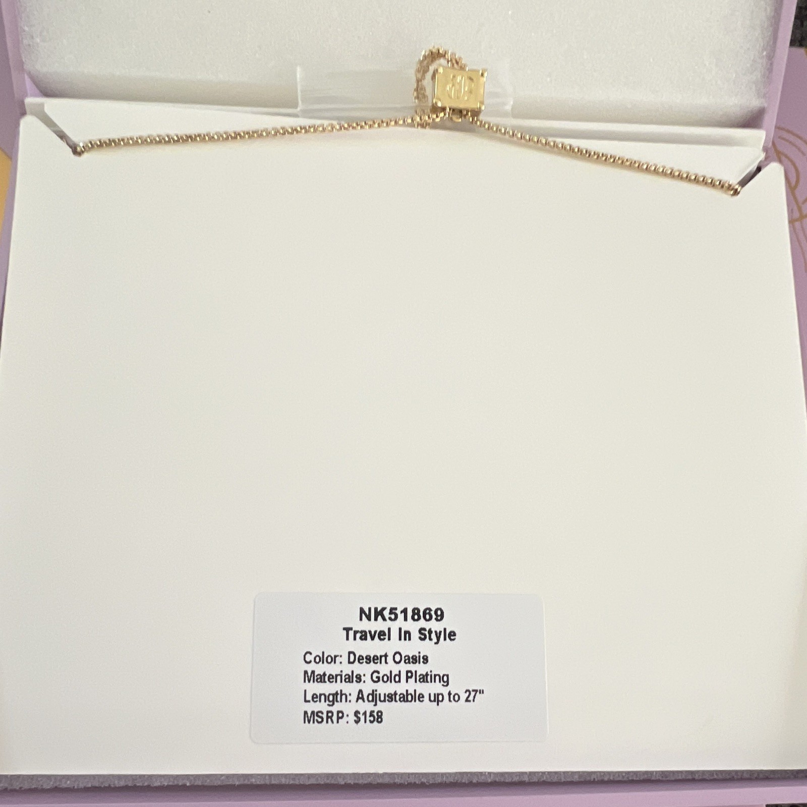 BP Desert Oasis Necklace Gold Plated Adjustable Up to 27in