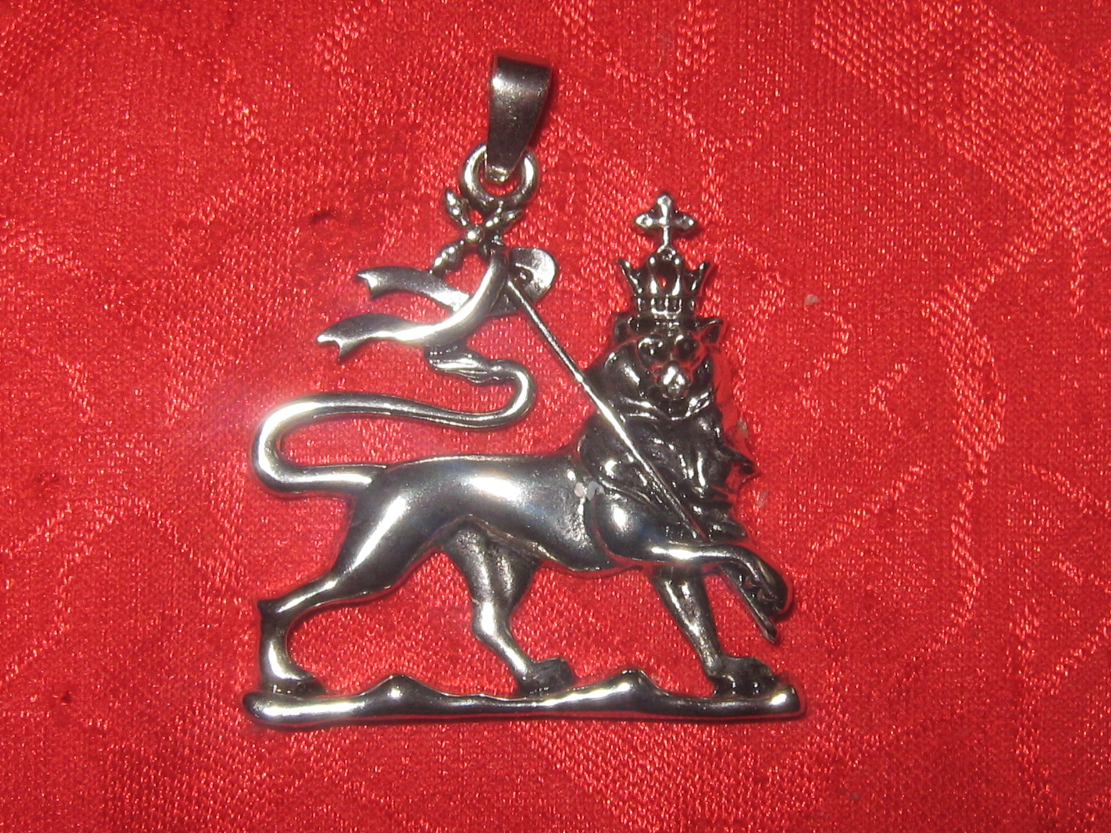 NEW SILVER TONE ETHIOPIA LION OF JUDAH RASTA CROWN PENDANT CHARM NECKLACE