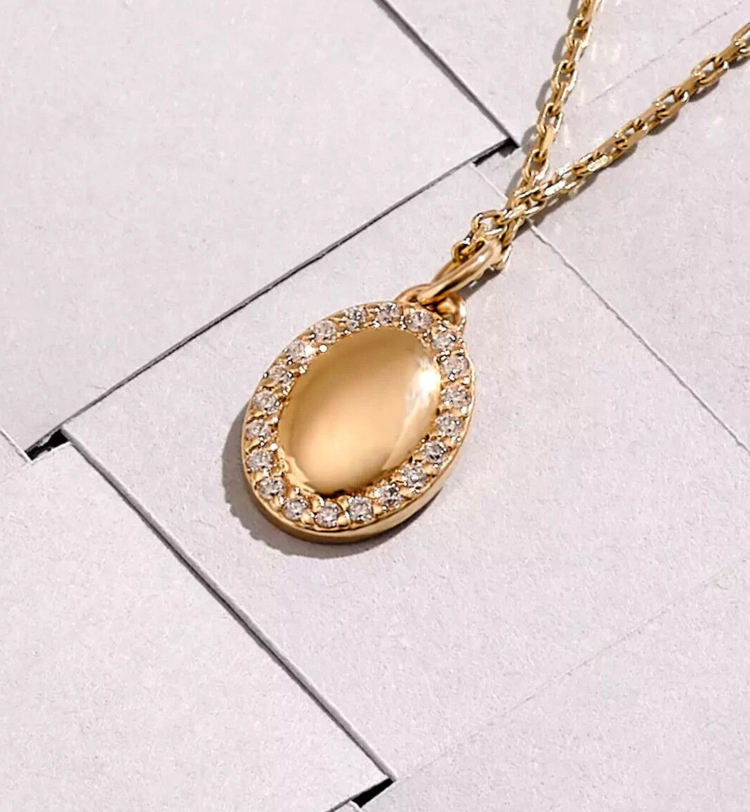 Round Cut Simulated Diamond Women’s Stunning Oval Pendant 14k Yellow Gold Plated