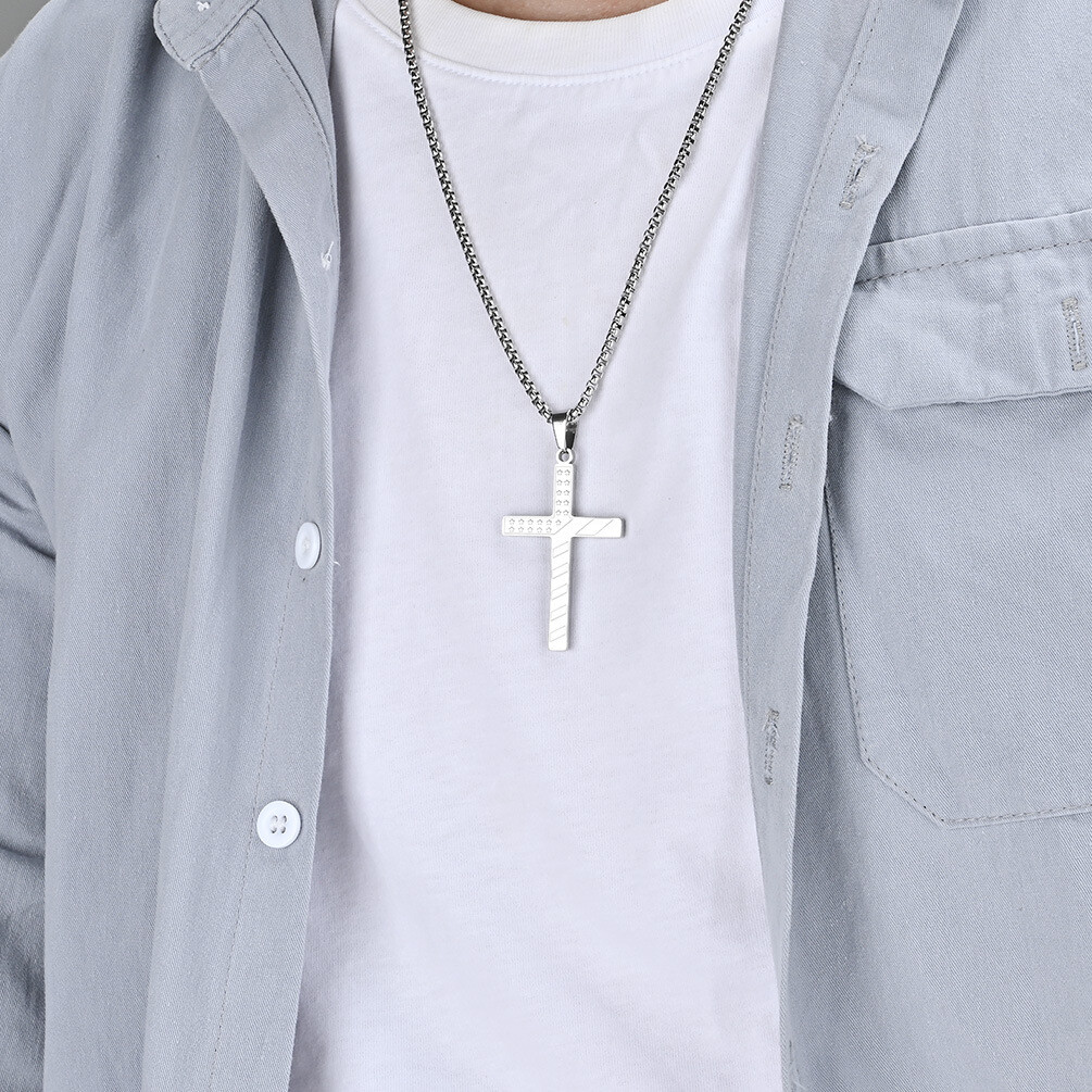 American flag cross necklace for men women Stainless Steel USA Pendant chain
