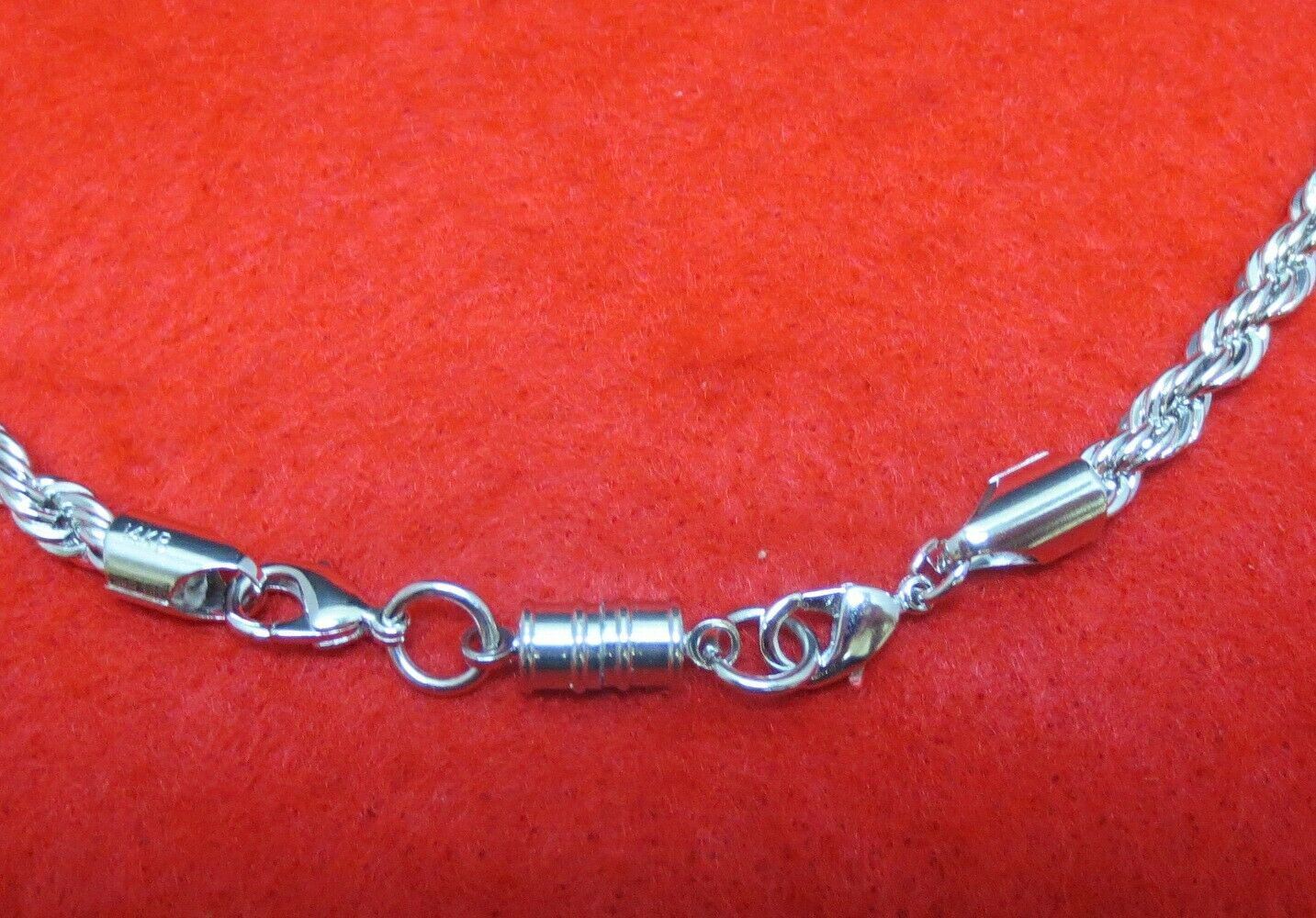24 INCH 14KT WHITE GOLD EP 2.5MM ROPE FRENCH STYLE NECKLACE WITH MAGNETIC CLASP