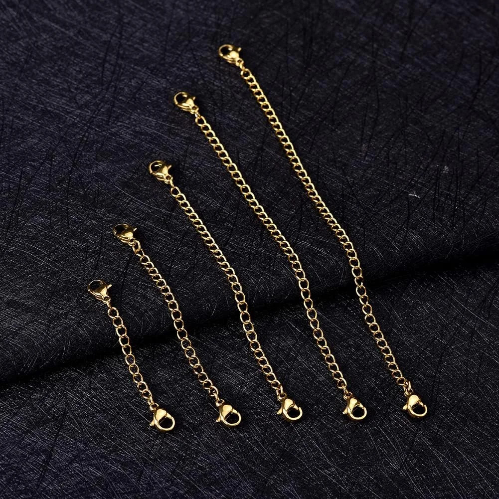 5Pcs Gold Stainless Steel Necklace Extender Chain Links for Ankle Bracelets | 18