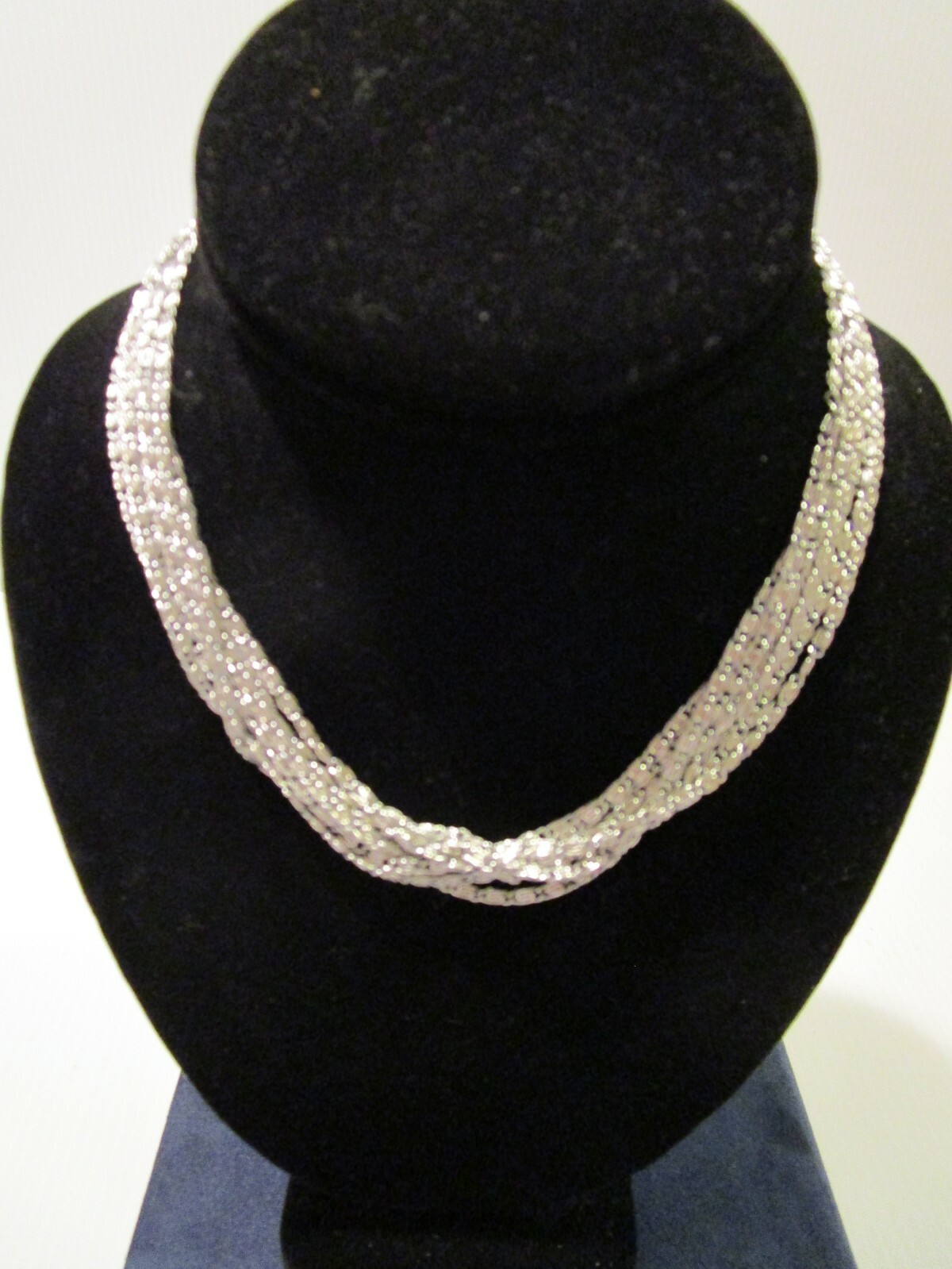 SAC Silver Tone Metal Multistrand Small Chain Links Necklace