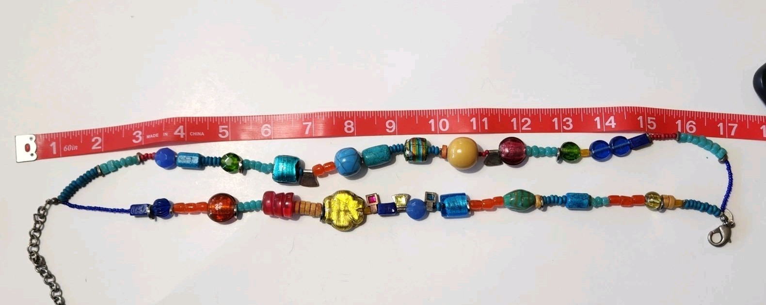 Chico’s Boho Art Glass Ncklace 2-strands Colorful Mixed Beads