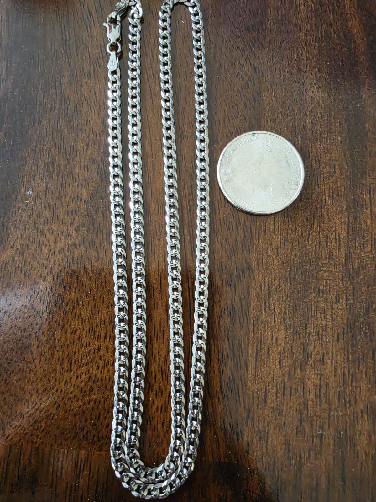925 Sterling Silver Gray Curb Chain Necklace Lobster Clasp 3.5mm, 22inch, Stamp