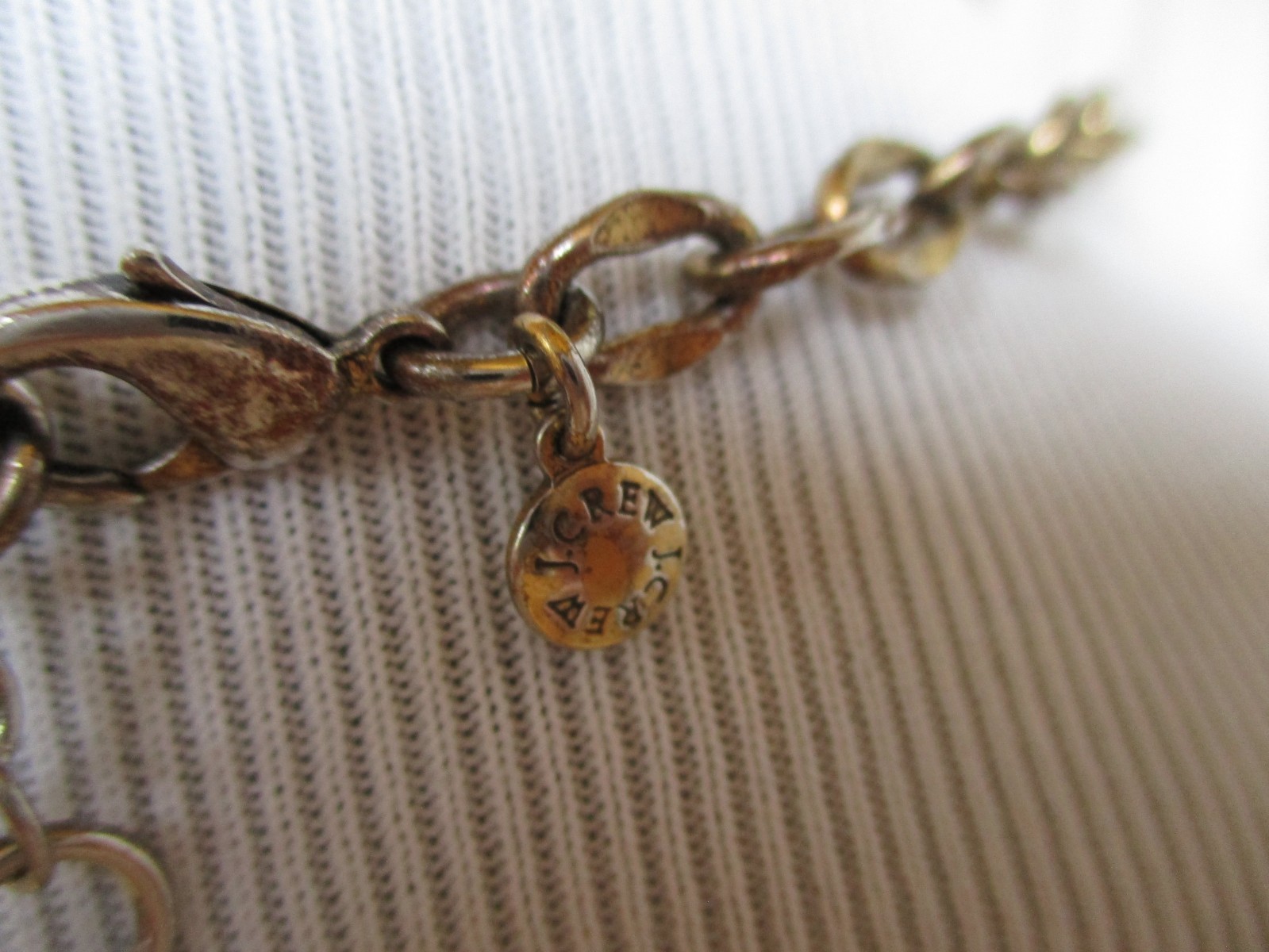 J Crew Blue Crystal Resin Acrylic Necklace Bib Gold/Brass Tone Chain 21″ Long