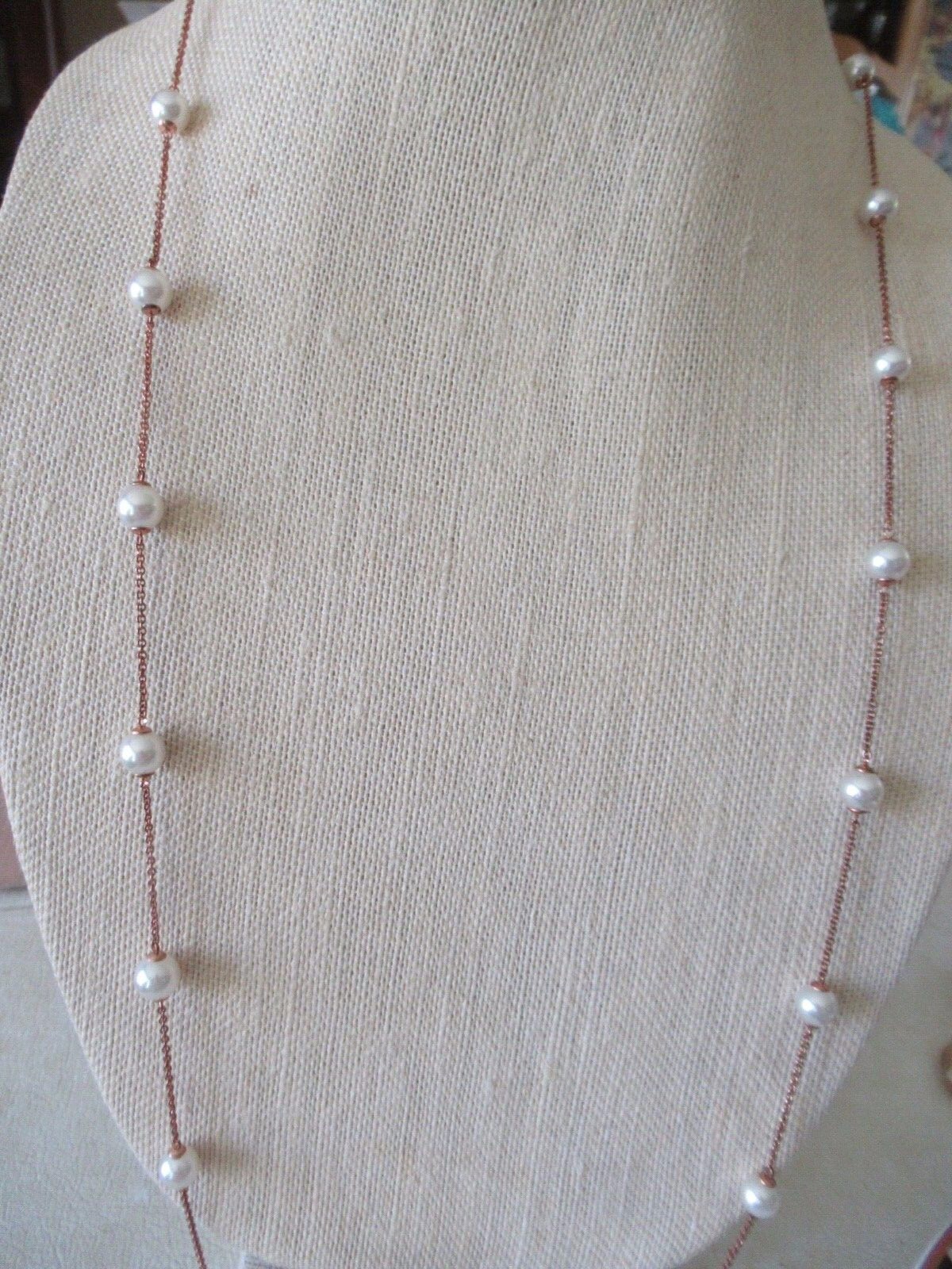 NWT Majorica Pearl Necklace 92.5 Sterling Silver/ Rose Gold Finish- $210