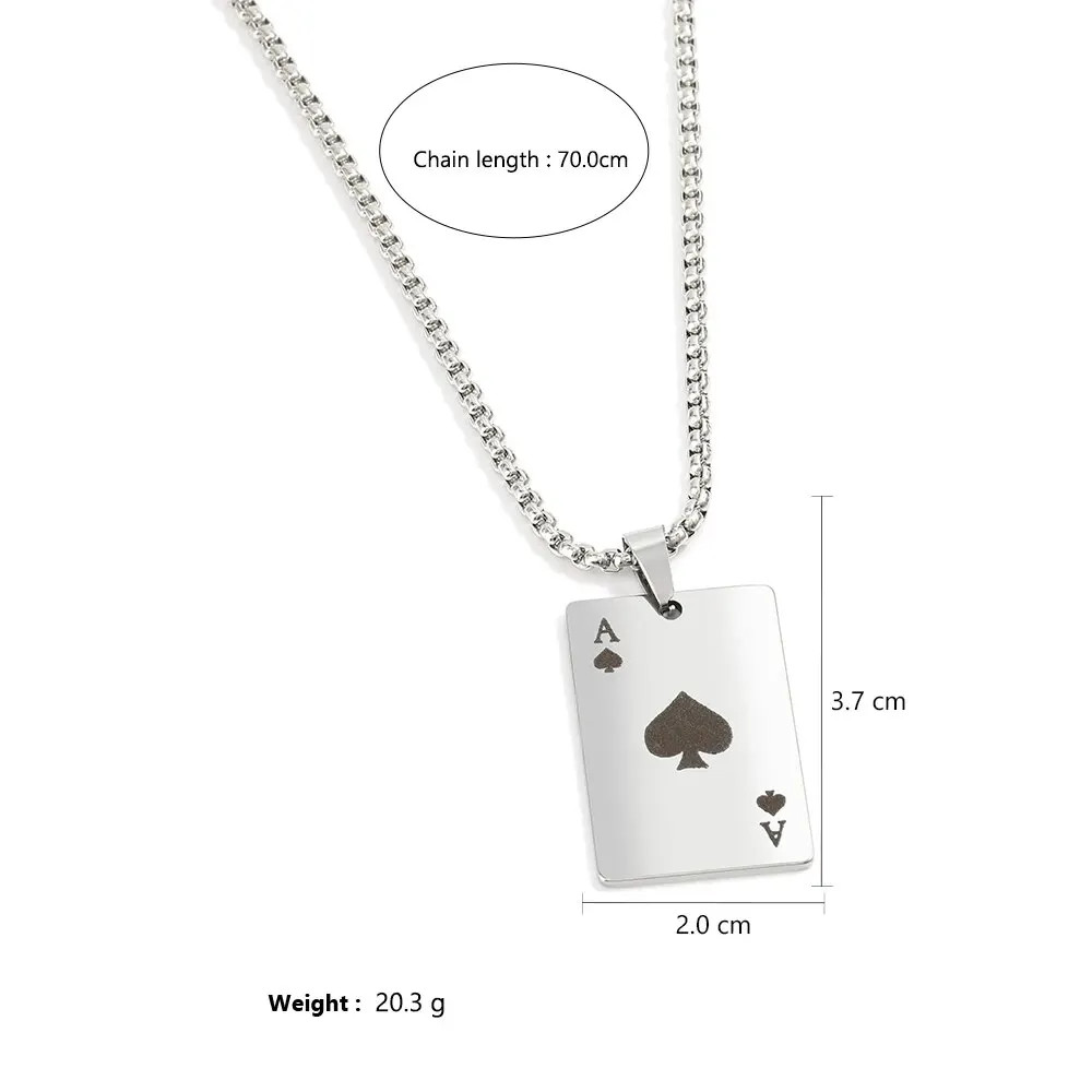 New Card Womens Silver CZ Poker Mens Pendant Necklace Punk Hip Hop Jewelry Chain