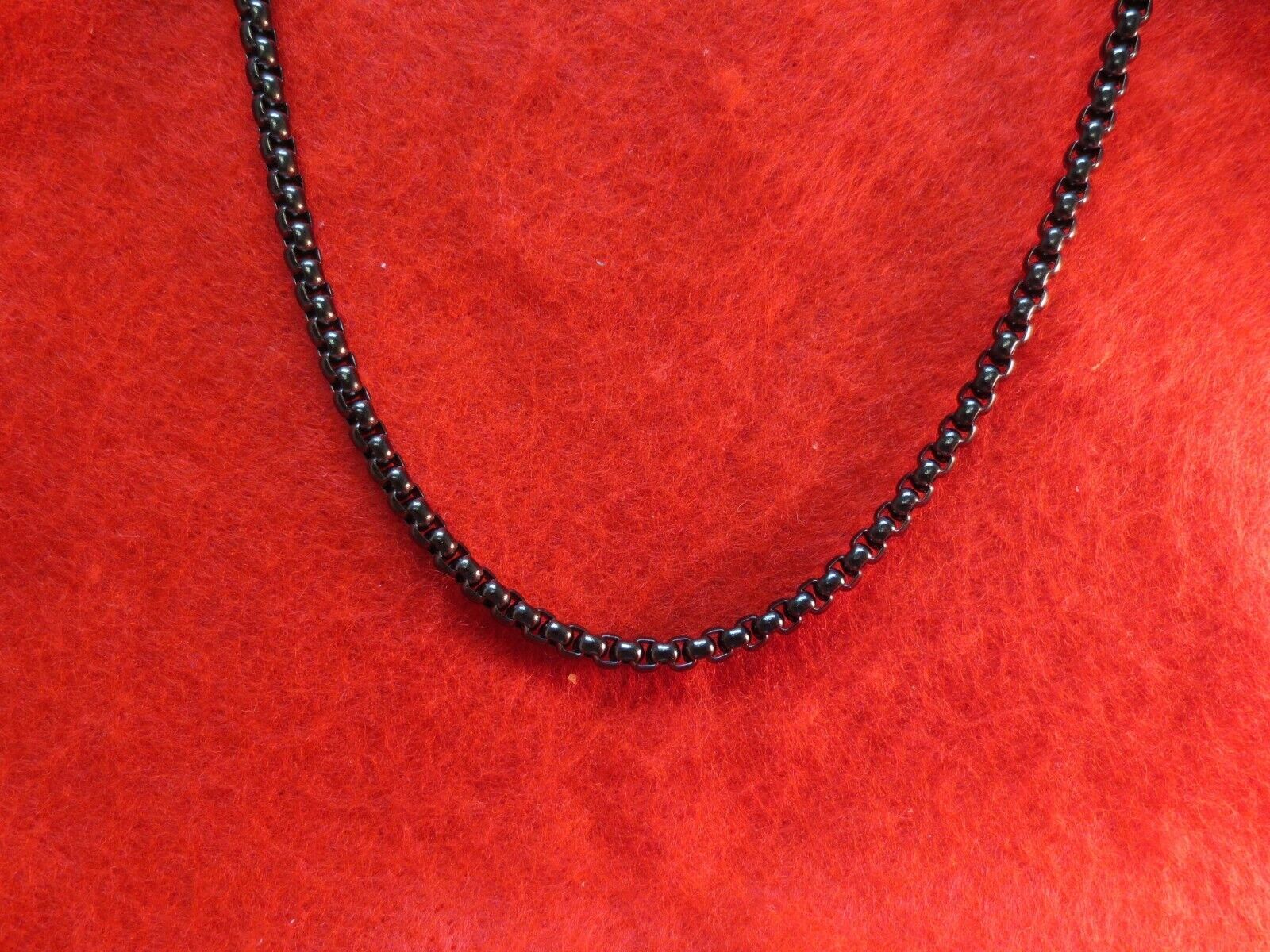 STAINLESS STEEL BLACK PLATED 4MM SMOOTH BOX CHAIN 7 INCH TO 60 INCHES- BLACK