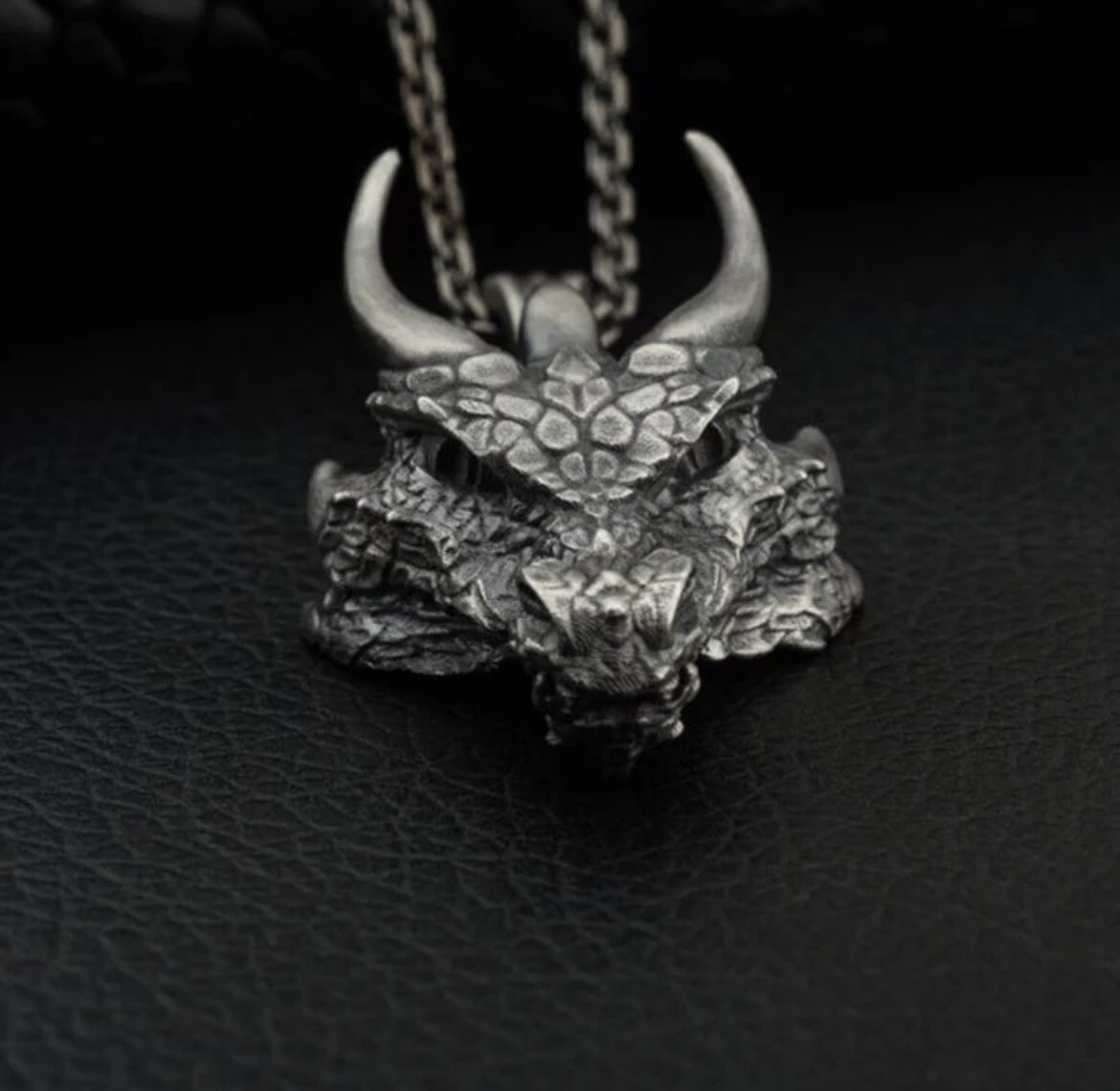 Men’s Fashion Jewelry Silver Dragon Viking Pendant Necklace 158