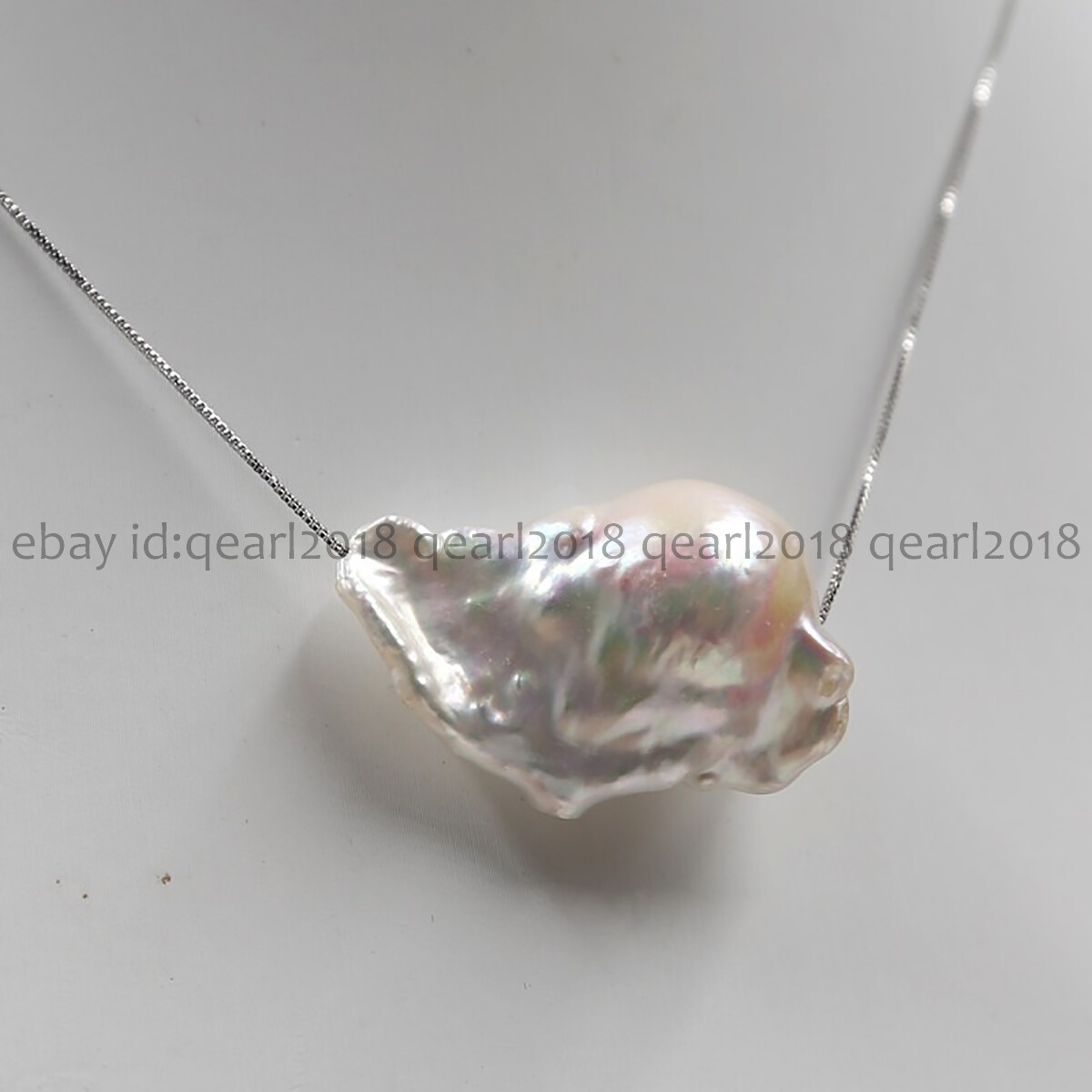 Huge 15-25mm Natural White South Sea Baroque Keshi Pearl Floating Necklace 18”