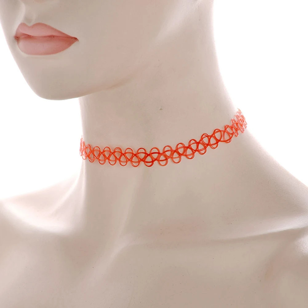 12pcs Hot Sale Vintage Chokers Necklaces For Women Stretch Tattoo Necklaces