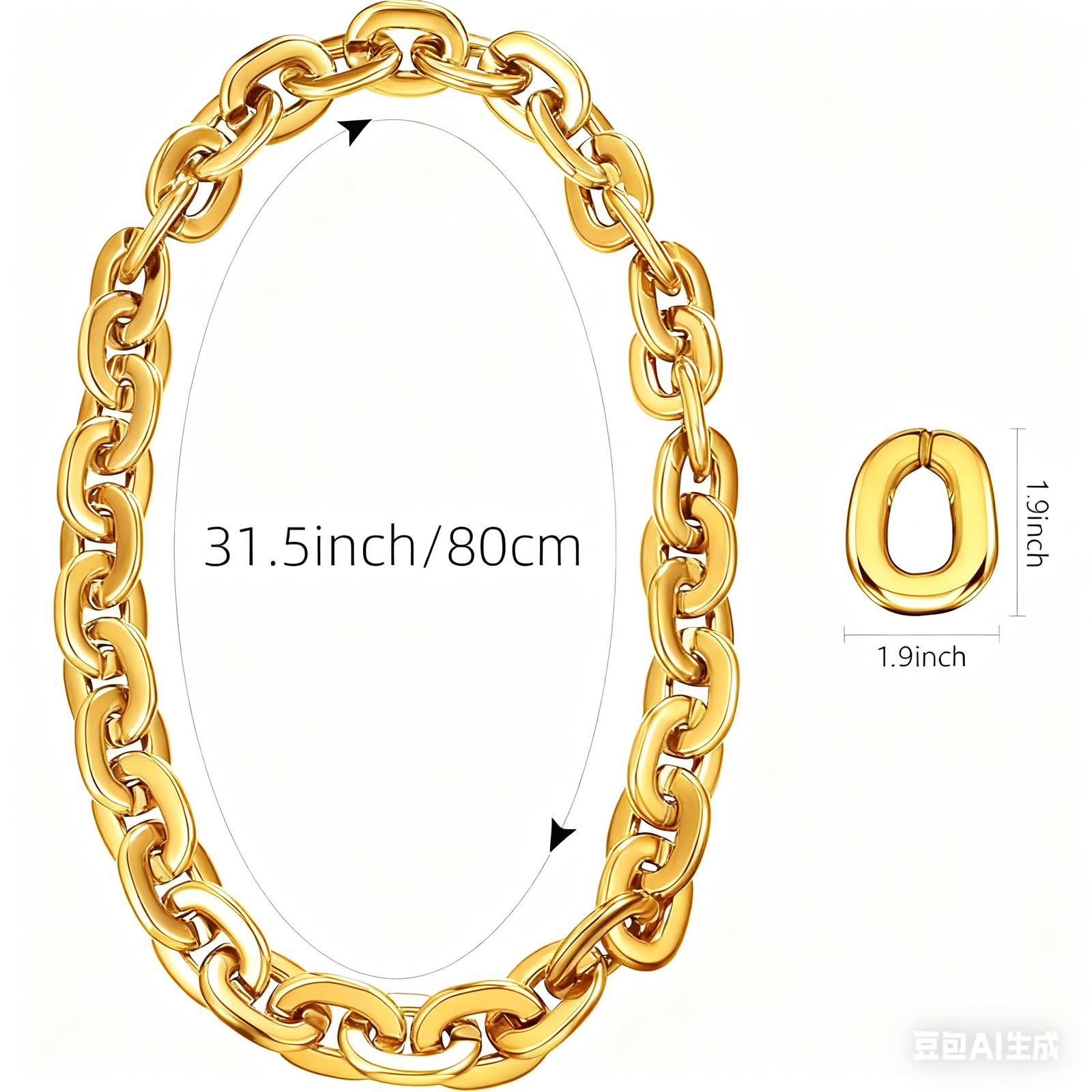 Hip Hop Fashion Big Cuban Link Necklace 32 Inch Plastic Acrylic Chain