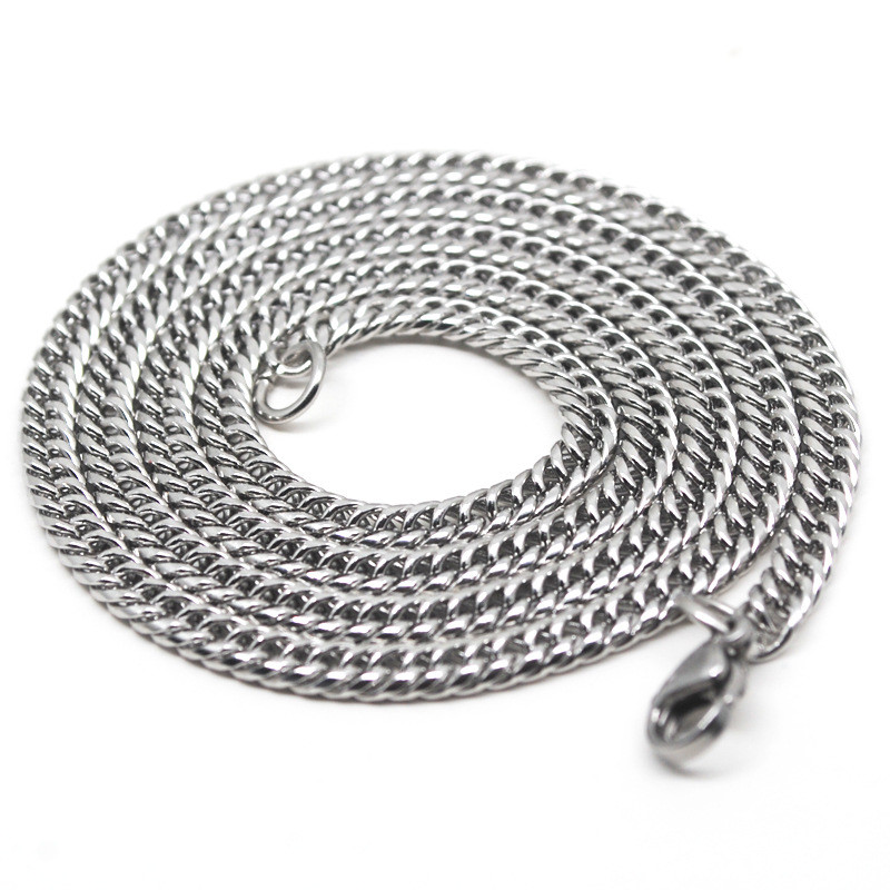 3/4mm 20-32” Wholesale Men Women Stainless Steel Curb Braided Chains Necklaces